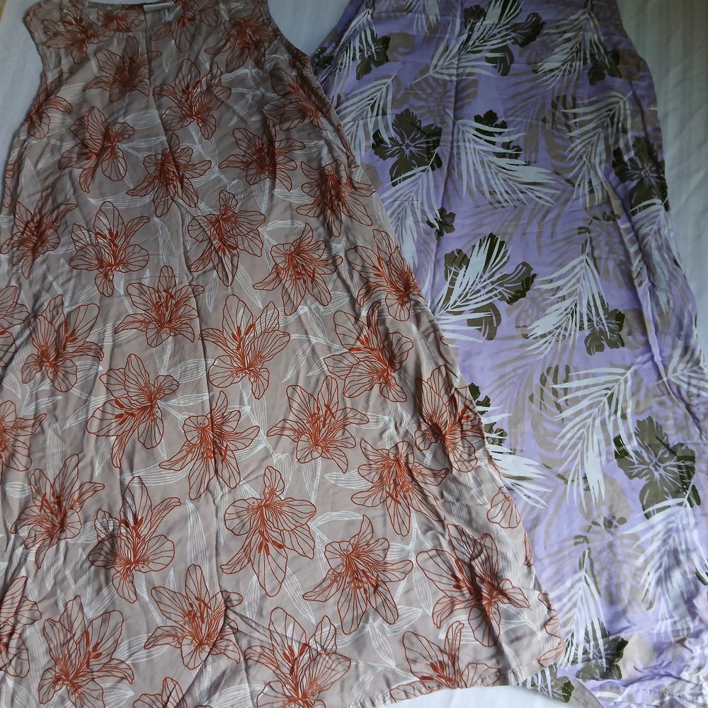 Vintage Hawaiian Dress Medium Lot Of Two Floral Mini Beach Boho